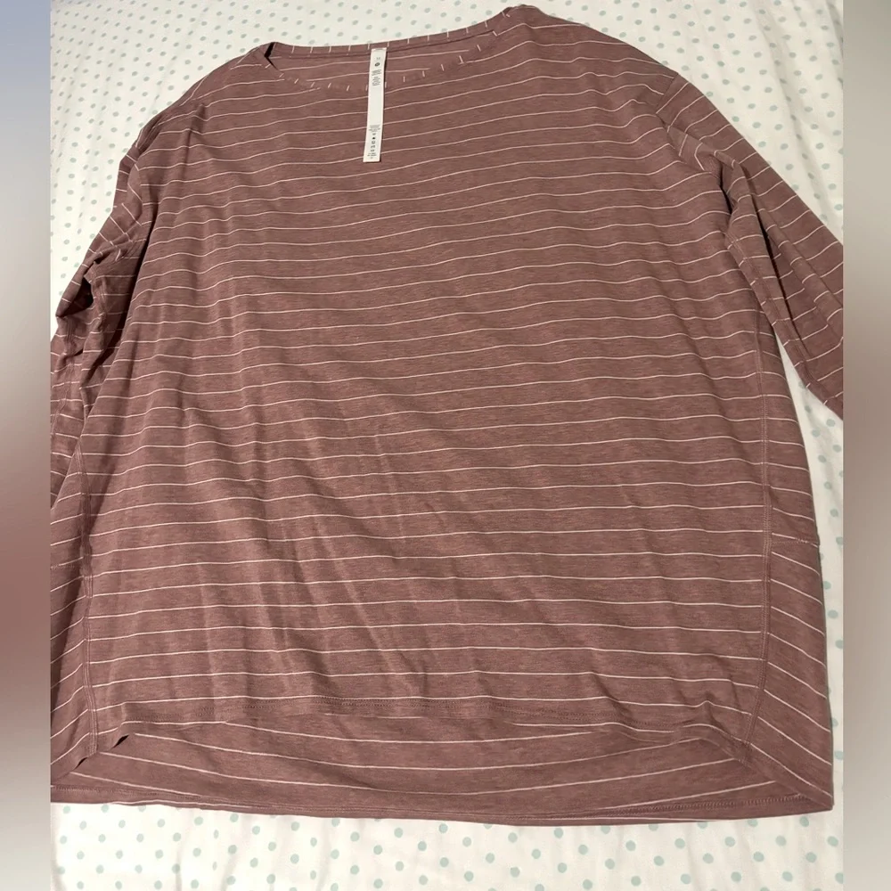 Lululemon Back in Action Long Sleeve Striped Mauve/Pink Top